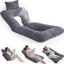 HIGOGOGO Reading Pillow, Back Pillow for Sitting in Bed and Couch, Gaming Pillow for Adults, Sit Up Support for Bed, Dark Grey