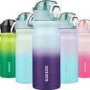 BJPKPK 18oz Insulated Water Bottle with Straw Stainless Steel Double Wall Water Bottles BPA Free Leak Proof Thermal Flask with Lockable Flip Lid and Soft Silicone Spout,Ocean Dream