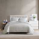 Nautica - Full/Queen Comforter Set, Super Soft Microfiber Bedding with Matching Shams, Striped Home Decor (Hadley Beige, Full/Queen)