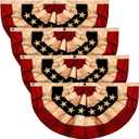 4 Pack 4th of July Bunting Flags USA Half Fan Banner Primitive Tea Stained Flag Patriotic Bunting American Pleated Fan Flag for Independence Day Decorations, 1.5 x 3 Feet