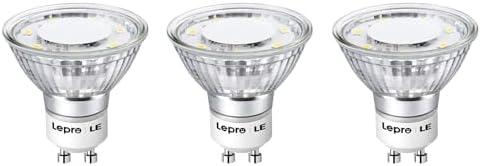 Lepro GU10 LED Light Bulbs Non-Dimmable, 5000K Daylight White GU10 Bulb Replacement for Recessed Track Lighting, 4W LED Bulbs with 100°Flood Beam for Kitchen, Range Hood, Living Room, Bedroom, 4 Pieces