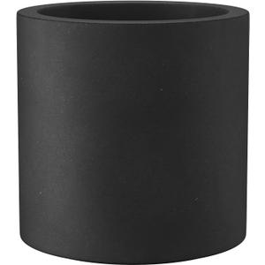 Kante 12.6" Dia Round Concrete Planter, Modern Style Large Cylindrical Plant Pot with Drainage Hole and Rubber Plug for Indoor Outdoor Patio, Black
