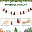 2 x Merry Christmas Banner, 6.5ft Farmhouse Xmas Tree Wooden Beads Christmas Decor (White and Red)