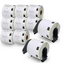 BETCKEY - Compatible Barcode Labels Replacement for Brother DK-1209 (2.4" x 1.1"), Use with Brother QL Label Printers [12 Rolls + 2 Reusable Cartridges]