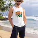 Mens Beach Tank Tops Summer Hawaii Vacation Graphic Muscle Palm Tree Sleeveless Shirts (Medium)