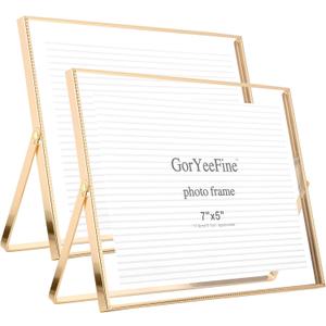 Gold Floating Picture Frame 8x6'' Set of 2(Horizontal), For Picture Sizes 7x5'', 6x4'' as floating,photo,Tabletop Shelf Photo Frames 8x6'',Classy Home or Office Dcor frme,Gold Wedding floatinng frames 5x7''