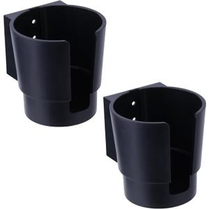 Universal Large Cup Holder Wall Mount, Heavy Duty Plastic Drink Holder for Boat Car Truck RV Bus Tractor Wall Wood, Vertical or Horizontal Mount, Fit Most Cups, Bottles, Cans, Tumblers Black Pack of 2