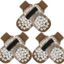 EXPAWLORER 6PCS Anti-Slip Dog Socks to Prevent Licking Paws,Dog Shoes for Hot Pavement,Best Paw Protector Traction Control on Hardwood Floor,Dog Booties for Puppy Small  (Brown)