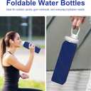 Popdigito 4pack Collapsible Water Bottles, 20.6oz Foldable Water Bottle BPA Free Reusable Lightweight LeakProof Travel Silicone Water Bottles for Travel, Gym, Hiking, Office, Camping, Sports Portable (Light Pink+Dark Blue+Dark Grey+Dark Green)