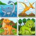3 Pack Dinosaur Paint by Number for Kids with Wooden Frame,3 Dinosaurs Canvas Paints by Number Canvas, Dinosaur Gifts for Kids Easy Paint with Numbers DIY Acrylic Oil Painting Kits for Home Wall Decor