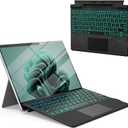 Surface Pro Bluetooth Keyboard for Microsoft Surface Pro 11/10/9/8/X 13", 7 Color Backlits Wireless Type Cover with Multi-Touch Trackpad & Pen Holder, Magnetic USB-C Rechargeable Slim Keyboard, Black