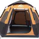 Hewolf 2-4 Person Camping Tent - Instant Pop Up Waterproof 2 Doors Tent with Easy Setup | 3-Season Hexagonal Dome Design for Family, Hiking & Traveling