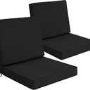 Outdoor Chair Cushions Set of 2, 24 x 24 Inch, Black, Deep Seat