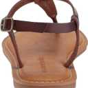 Amazon Essentials Women's Casual Thong Sandal with Ankle Strap (7.5, Brown)
