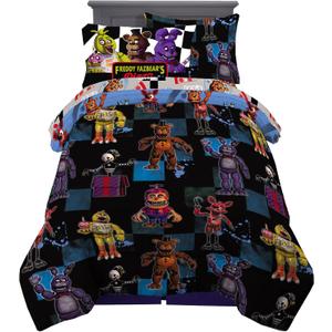 Franco Kids Bedding Super Soft Comforter and Sheet Set with Sham, 5 Piece Twin Size, Five Nights At Freddy's