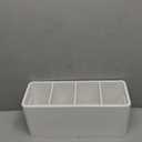 White Wooden Utensil Holder for Counter or Countertop - Extra Large 4 Compartment Wood Utensil Organizer, Painted Spatula Holder, Silverware Crock, Kitchen Utensil Storage