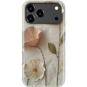 for iPhone 17 Pro Case, Wireless Charging Compatible,Dual-Layer Protection with Stylish Wildflower Design, Soft Silicone + Hard Shell, Cute Phone Cover for Women - Ethereal Wire Florals