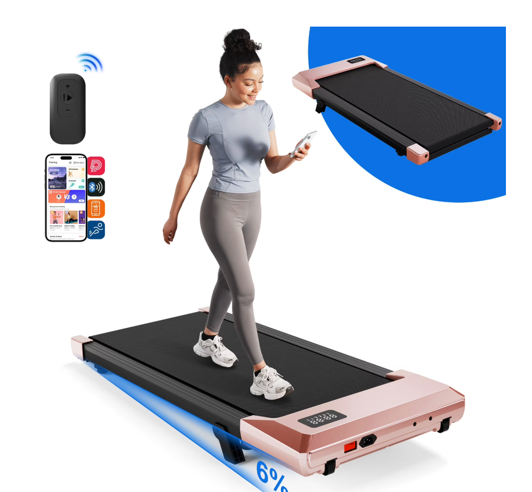 MJWW Walking Pad with 6% Incline, Under Desk Treadmill, 3 in 1 Portable Treadmill with Remote Control LED Display, 2.5 HP Quiet Walking Jogging Machine for Office Home Use, 300 Lbs Capacity