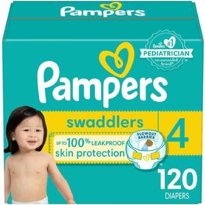 Pampers Baby Diapers - Swaddlers - Size 4, 120 Count, Ultra Absorbent Disposable Infant Diaper Pampers Baby Diapers - Swaddlers - Size 4, 120 Count, Ultra Absorbent Disposable Infant Diaper