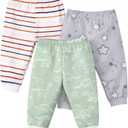 Newborn Jogger Pants with Elastic Cuffs  Stay-On Baby Pants That Dont Ride Up, Soft & Stretchy 3-Pack (Galaxydinostripes)