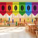 Renbuzhu 23Pcs Rainbow Crayon Curtains Classroom Decor with Colorful Hanging Swirls Back to School Decorations for Teacher Appreciation Week First Day of School Bedroom Window Cover Room