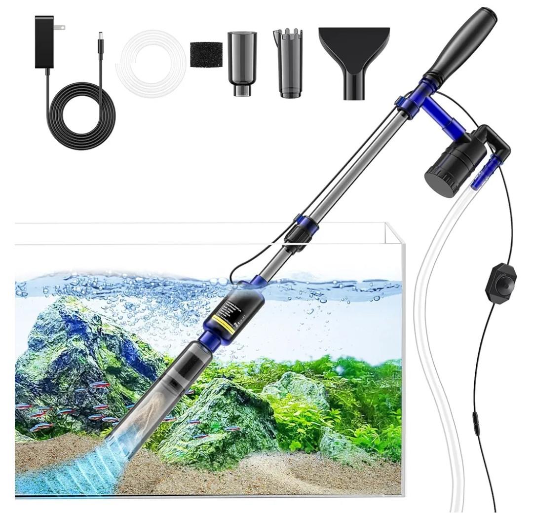 Fish Tank Cleaner - Aquarium Gravel Cleaner, 530GPH/32W Electric Fish Tank Cleaning Tools, Adjustable Water Flow Aquarium Cleaner Kit, Fish Tank Gravel Cleaner Vacuum for Wash Sand, Water Changing