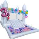 iLink-outer White Bounce House for Kids Without Air Blower-13x8x8FT Oxford White Bouncy House with Slide & Ball Pit, Perfect for Parties & Events,Safe and Fun for All Ages-Does not Include Air Blower