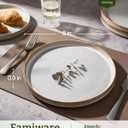famiware Star Salad Plates for 6, 8 inches Plate Set, Stoneware Dinnerware, Small Dinner Plates for Dessert, Salad, Appetizer, Cappuccino White