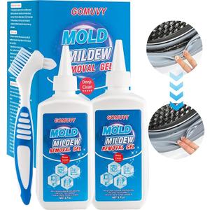 GOMUVY Mould Remover Gel, 2 Pack Household Mould Stain Cleaner, Grout Cleaner For Bathroom, Kitchen, Windows, Shower, Washing Machine Seal, Refrigerator Strips, Sink, Caulk Mould Control - 10 Fl Oz