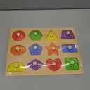 Wooden Shape Peg Puzzles for Toddlers 1 2 3 Year Old Boys Girls Gifts: Shape Sorter & Color Match Baby Puzzles 12-18-24 Months - Montessori Toys for 1 2 3 Year Old Toddler Learning Activities