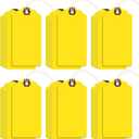 Outus 60 Pcs 4 3/4-in x 2 3/8-in Blank Large Paper Gift Tags with String and Reinforced Eyelet Wire Writable Price Tags Shipping Labels Inventory Labels(Yellow)