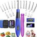 Counting Crochet Hook Set Digital, Light Up Crochet Hooks Set - Ergonomic for Arthritic Hands, Digital Stitch & Row Counter - 18 Size Interchangeable Crochet Kit - Cool Gift (Blue, 18 Size)