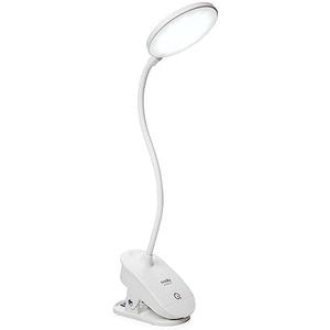 Miady Clip on Lamp, Battery Powered Reading Light, Clamp for Bed with 3 Brightness Level, USB Rechargeable(1 Pack)