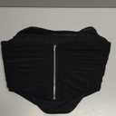 Women's Vintage Strapless Open Back Boned Mesh Bustier Zip Back Corset Bodyshaper Crop Top (14-16)