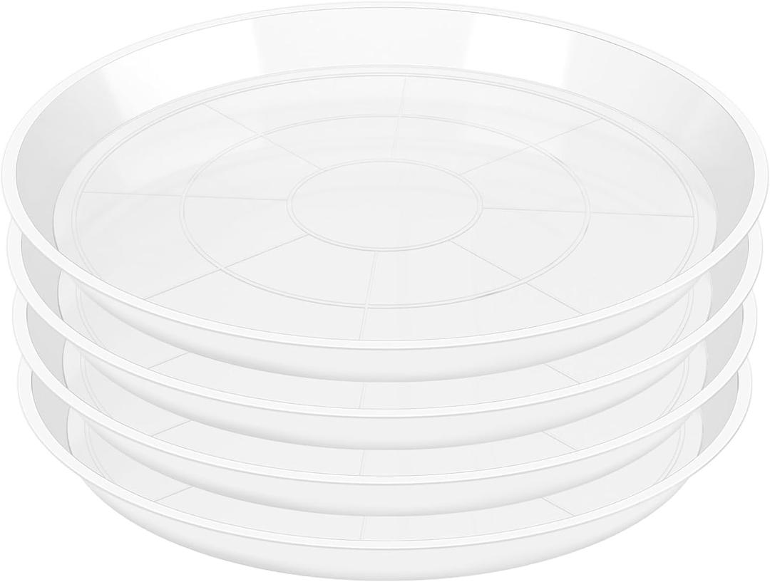 4 Pack Clear Plant Saucer 4 6 8 10 12 14 16 18 20 22 Inch Plant Trays for Pots, Plastic Extra Large Planter Saucers for Outdoors Indoors, Drip Catcher Water Tray for Plants (6 Inch)