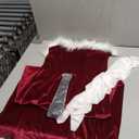 Kaei&Shi Mrs Claus Santa Velvet Costume(With Belt & Gloves), Xmas High Leg Dress (10-12, Burgundy)