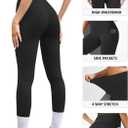 NEWCOSPLAY Women's High-Waisted Yoga Leggings Full-Length Soft Touch Capri with Pockets (Black, M)