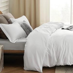 Bedsure Duvet Cover King Size - Soft Double Brushed Bedding Set for Kids & Adults, Zipper Closure, 3 Pieces, Includes 1 Duvet Cover (104"x90") & 2 Pillow Shams, NO Comforter, White