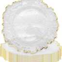 13 Inch Clear Acrylic Charger Plates - Set of 12 Modern & Elegant Plastic Table Mats for Dining Table Settings Transparent Placemats for Parties, Weddings, Holidays & Special Occasions(Design A)