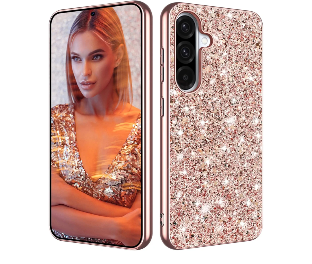 Galaxy A56 Glitter Case for Samsung Galaxy A56 5G Phone Case for Women Girls, Slim Ultra Thin Matte Back Shockproof Protective Cover for Samsung A56 5G, 6.7" Crystal Bling Case (Rose Gold)