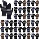 Tarpop 48 Pcs Winter Gloves Bulk Knit Winter Gloves for Women Men Adult for Homeless Cold Weather Stretchy Cloth (Black, Navy Blue, Coffee)