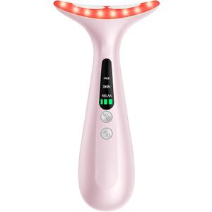 Red Light Therapy for Face & Neck, Skin Lifting & Firming - at Home Skin Care Face Sculpting Tool and Neck Massager-Pastel Pink (Single Head)