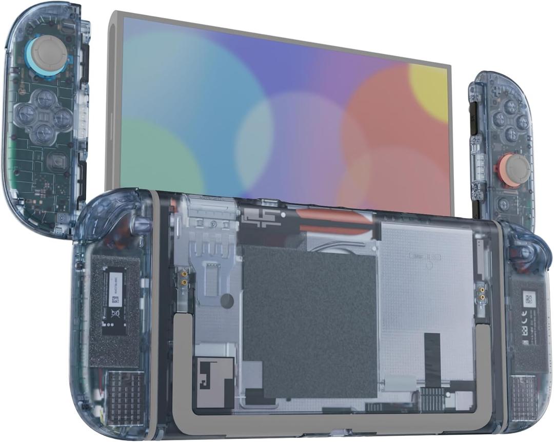 eXtremeRate DIY Replacement Shell Buttons for Nintendo Switch 2, Full Set Rear Back Plate Controller Housing with Buttons for Switch 2 Handheld Console & Joycon 2 - Deluxe Version - Clear Glacier Blue