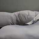 Momcozy Cooling Pregnancy Pillow, Original F Shaped Maternity Pillow for Pregnant Women with Adjustable Wedge Pillow, Full Body Support Pregnancy Pillows for Side Sleeping with Velvet Cover, Light Grey