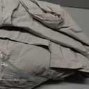 MooMee Bedding Sheet Set 100% Washed Cotton Linen Like Textured Breathable Durable Soft Comfy (Heathered Cream Grey, Queen)