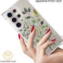 Topgraph Compatible with Samsung Galaxy S24 Ultra Case Designer Cute Clear for Women,Cool Transparent Silicone Phone Cases Cover - Green Eucalyptus Leaves