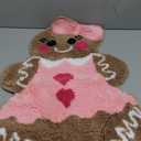 Tinideya Pink Gingerbread Men Bath Mat Christmas Bath Rug Cute Non-Slip Absorbent Mat for Bathroom Floor Tub Decor Gingerbread Microfiber Rug Christmas Bathroom Decoration