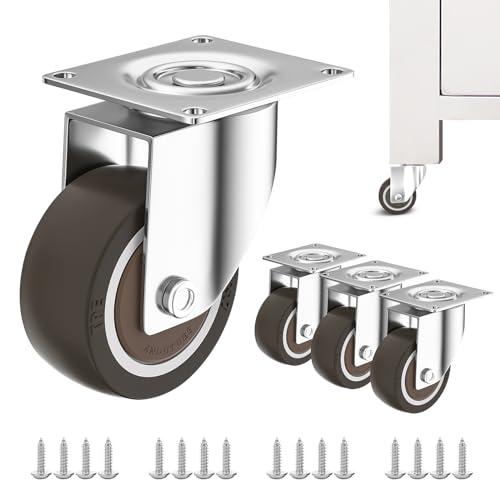 ANDUTEES 1.5" Caster Wheels Set of 4, Swivel Plate Furniture Small Casters, No Noise Rubber Wheels, Suitable for Workbench, Table