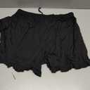 Women’s Lightweight Linen-Effect Shorts with Ruffle Hem, Casual Summer Drawstring Shorts, Medium