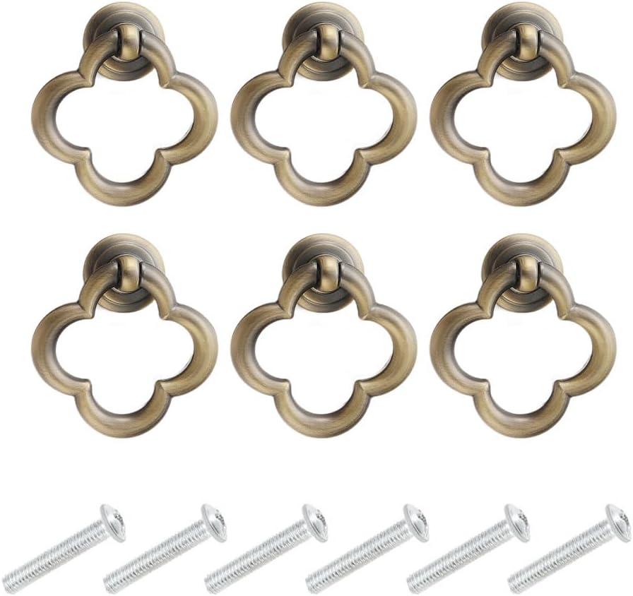 6 PCS Cupboard Knobs, Bronze Zinc Alloy Dresser Drawer Knobs, Large Cabinet Pulls with Screws for Kitchen, Bathroom Furniture